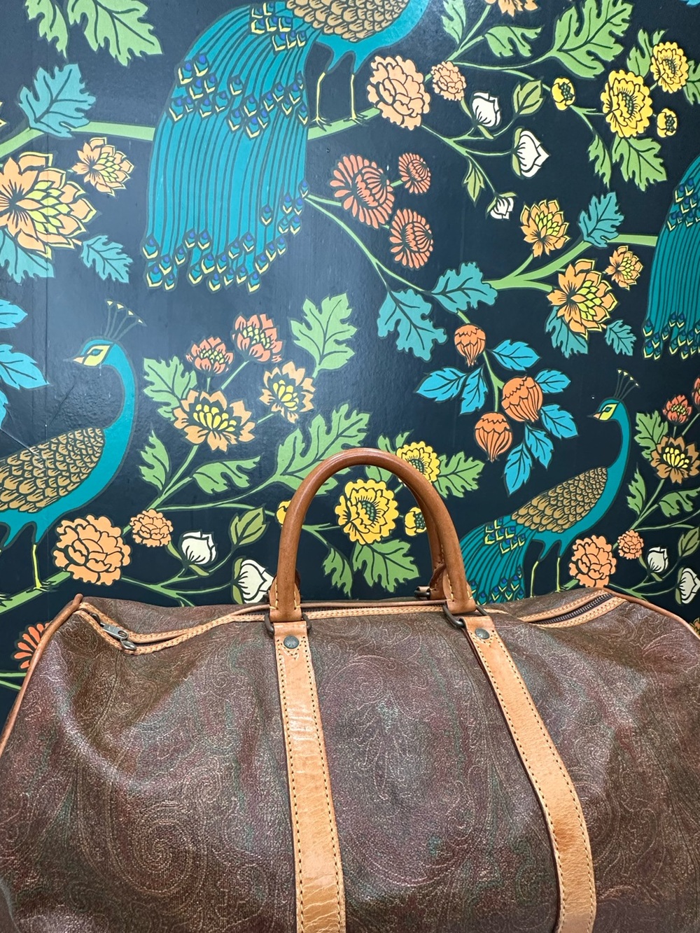 Vintage Etro Milano Arnica Paisley Weekender Duffle Bag Made in Italy - Picture 5 of 14